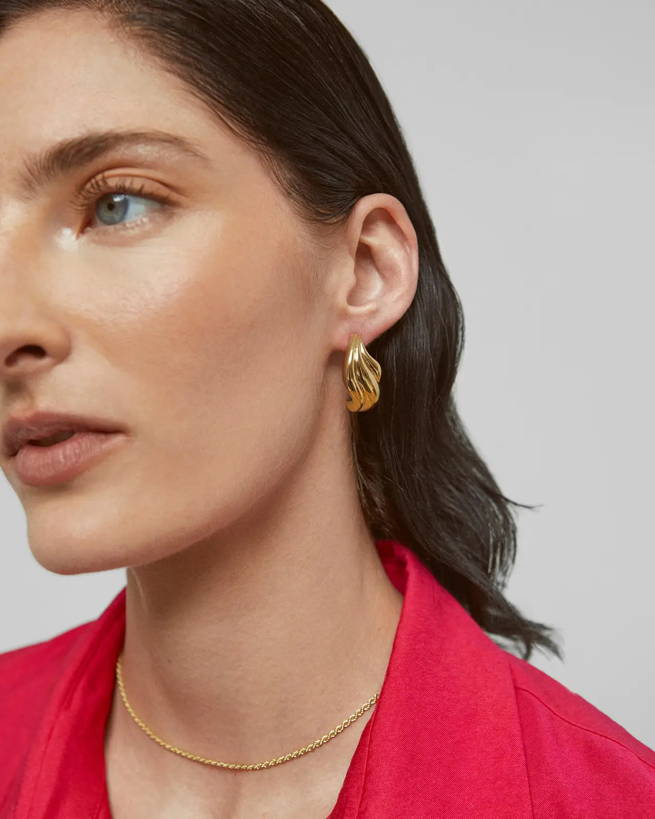 Gold Leaf Stud Earrings - Image 3