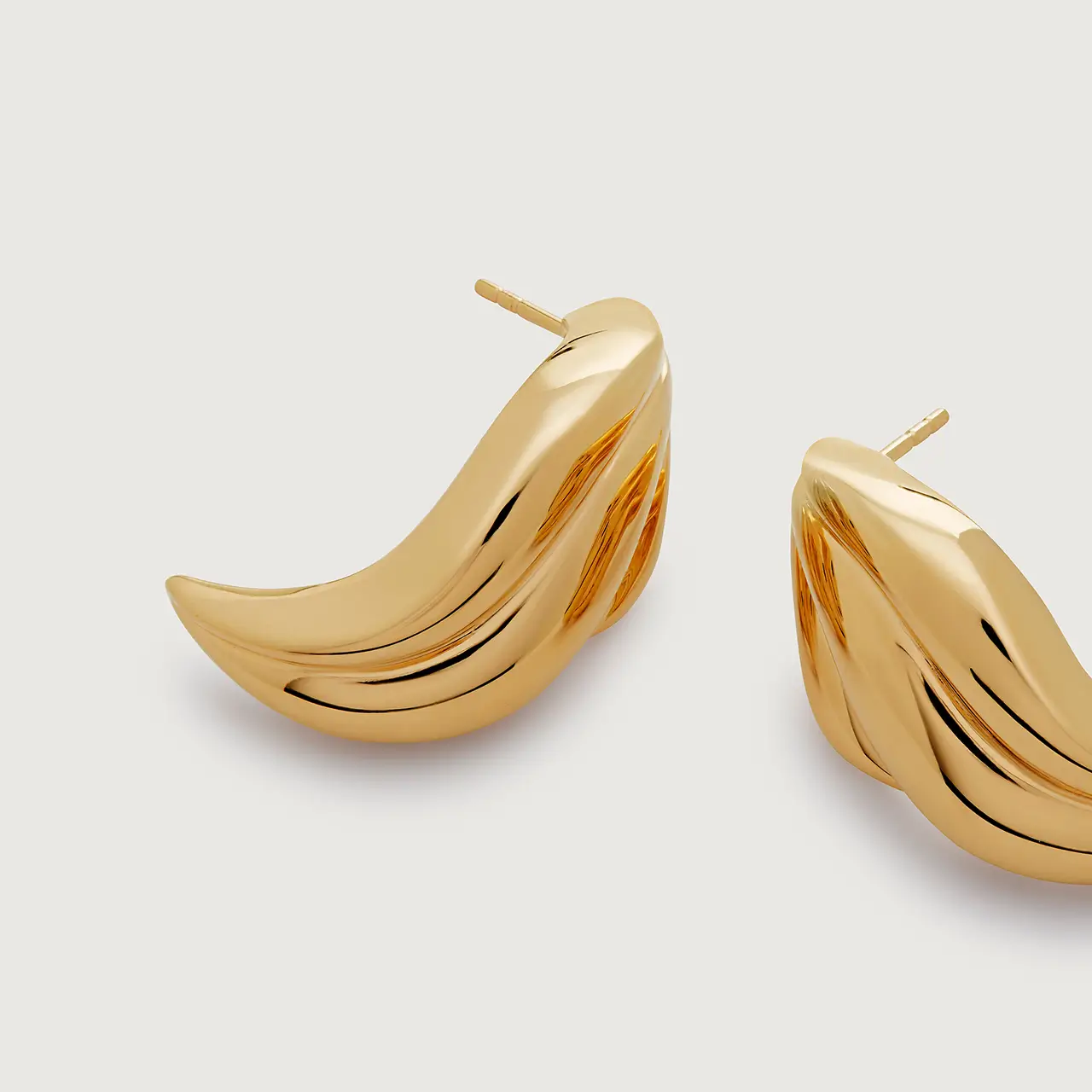 Gold Leaf Stud Earrings - Image 4